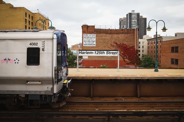 Metro-North Railroad commuter train at the Harlem 125th Street station.